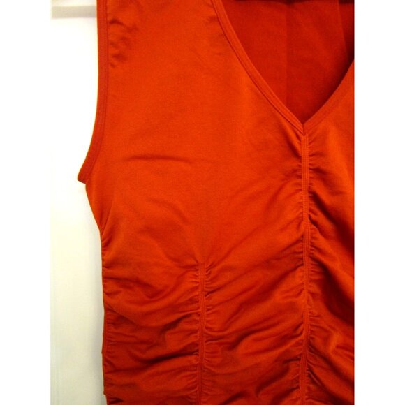 BCBG MAXAZRIA Orange Ruched Stretch Wide Strap Blouse/Tank Top - Size Med/Large - Picture 6 of 15